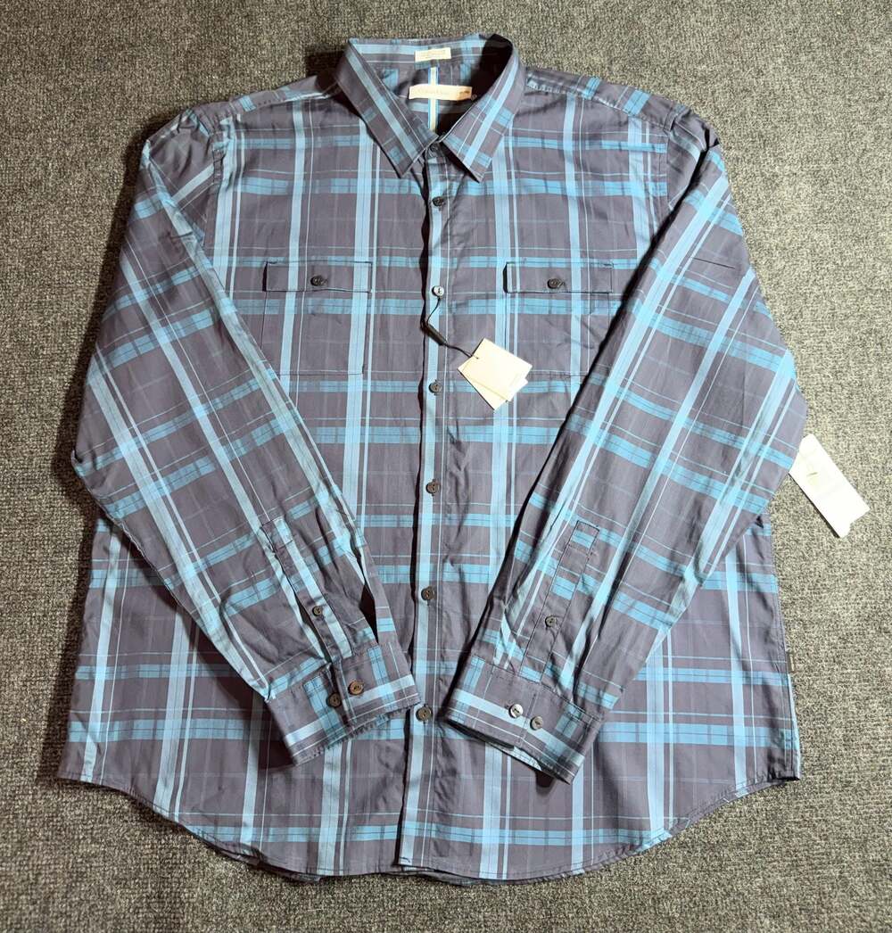 Calvin Klein Men's Long Sleeve Plaid Button-Down Shirt NWT Size 2X